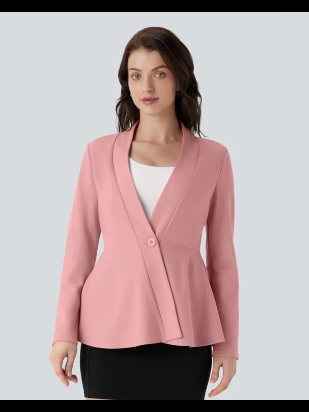 NWT Size Large HALARA Rose Pink Peplum Single-Button Blazer